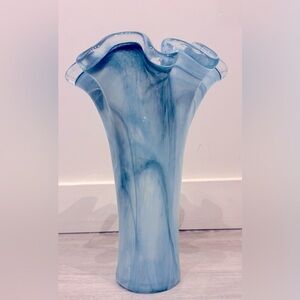 Mid Century Vintage Sea Green Big Murano Glass Vase, Italy, 2000s. NWT